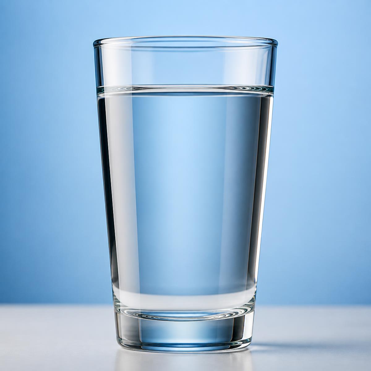 Vaso con agua completamente cristalina